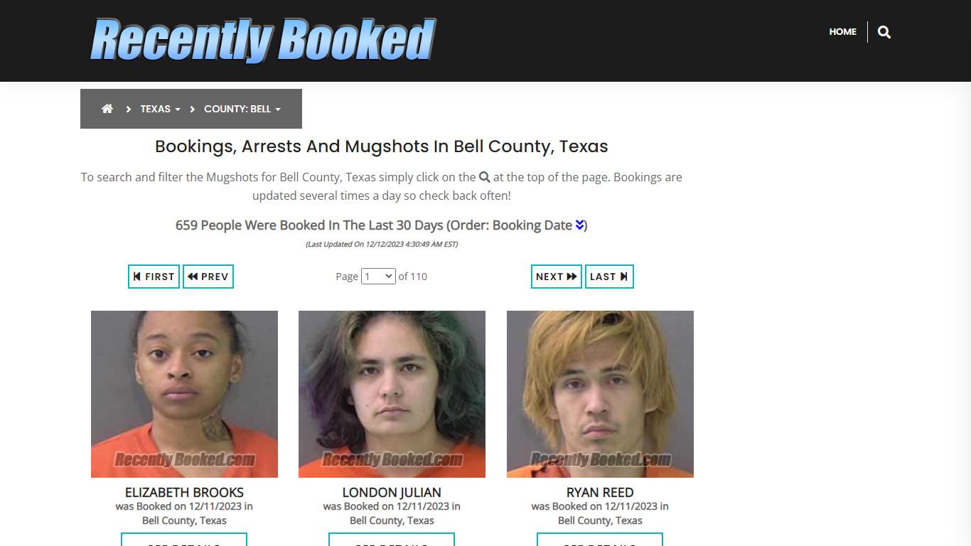 Recent bookings, Arrests, Mugshots in Bell County, Texas - Recently Booked